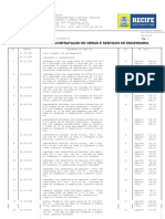 Preços por hora de equipamentos e serviços de engenharia