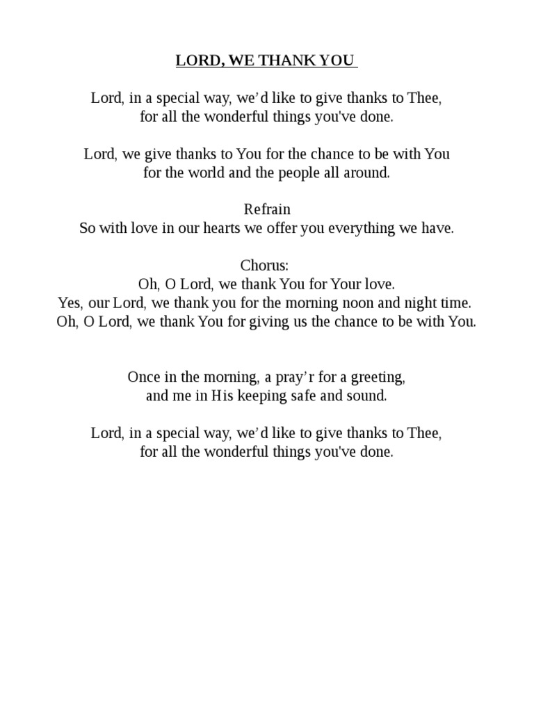 Lord We Thank You Lyrics