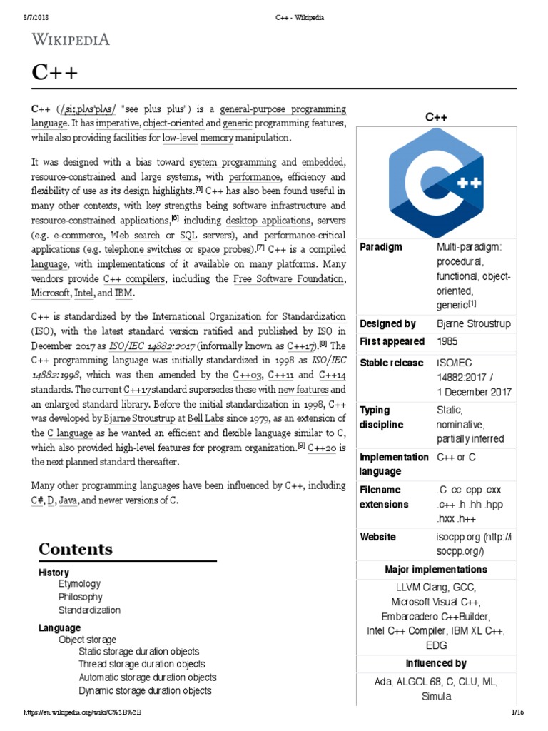 C++ - Wikipedia | C++ | Inheritance (Object Oriented Programming)