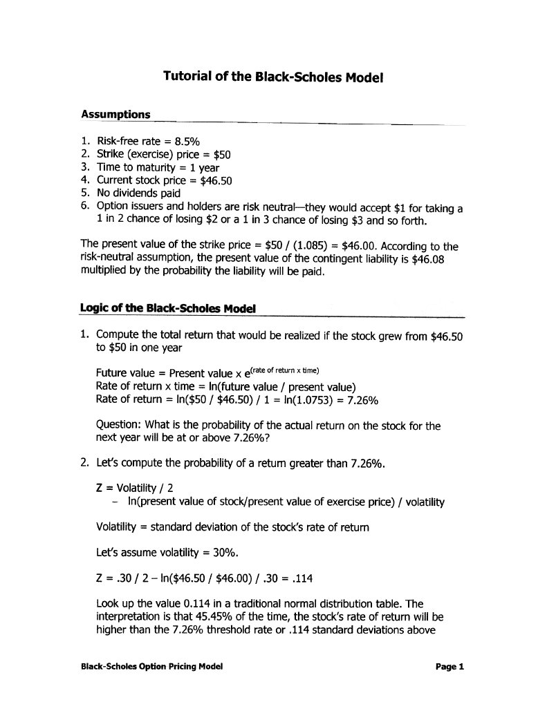 Black-Scholes Model Tutorial Guide | PDF | Black–Scholes Model | Option ...