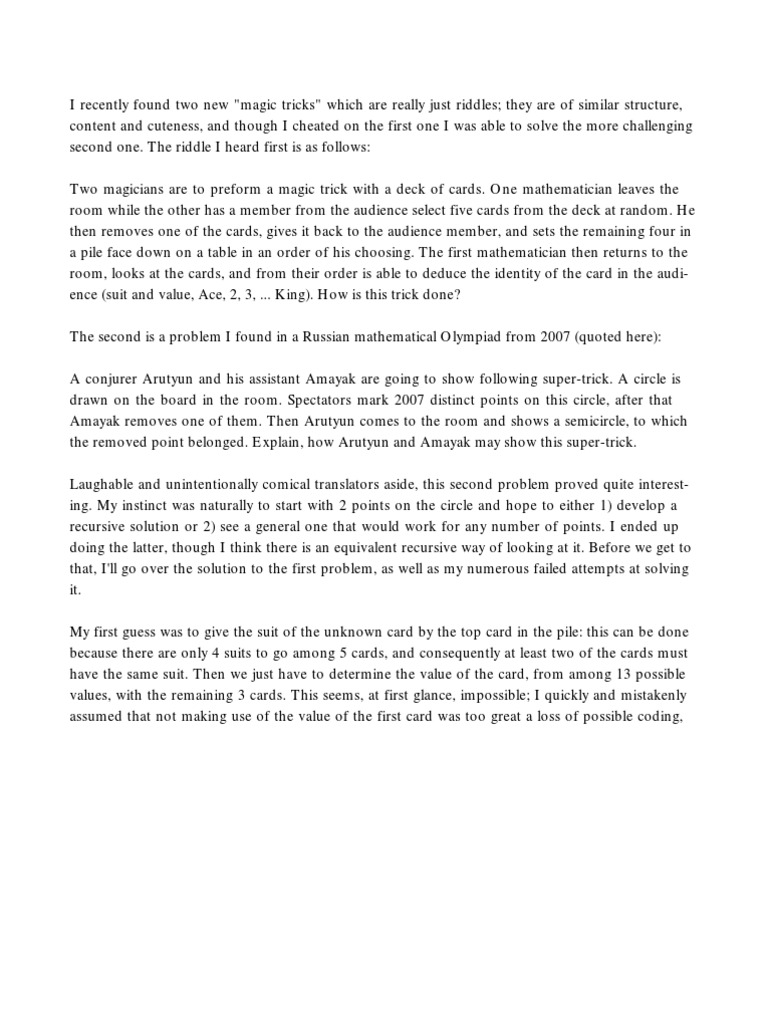 Magic Tricks PDF Numbers Pi