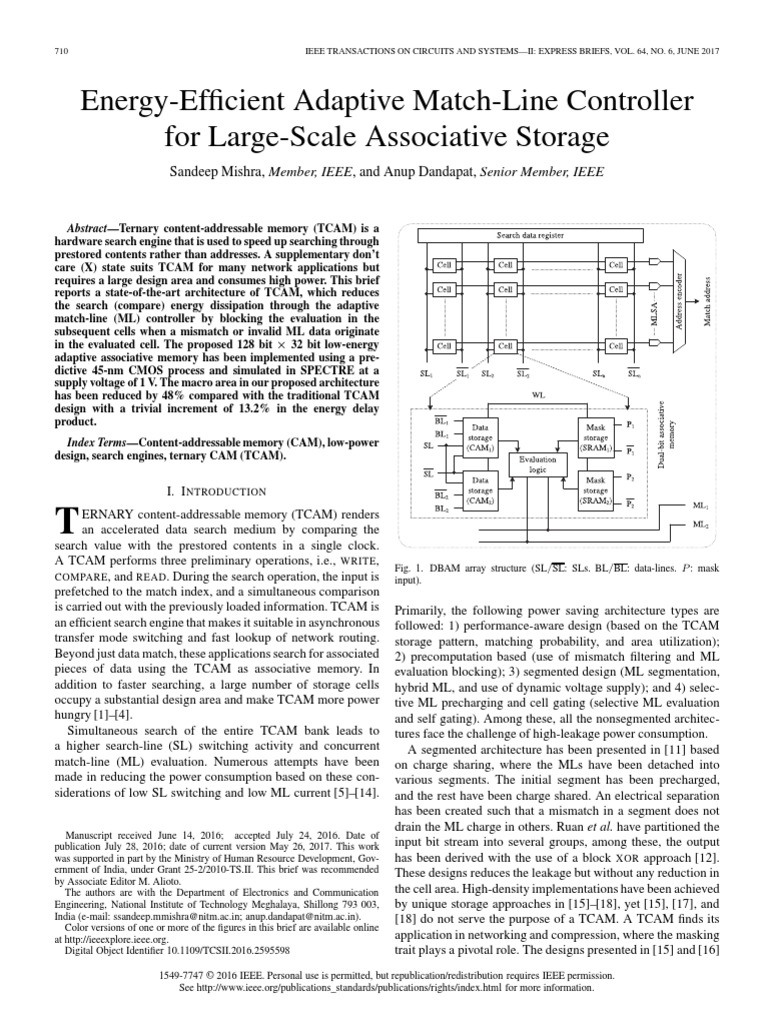 Matchline Controller For Content Addressable Memory | PDF | Areas Of ...