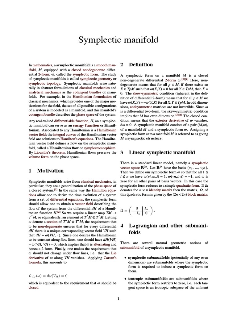 Symplectic Manifold PDF Abstract Algebra Geometric Topology