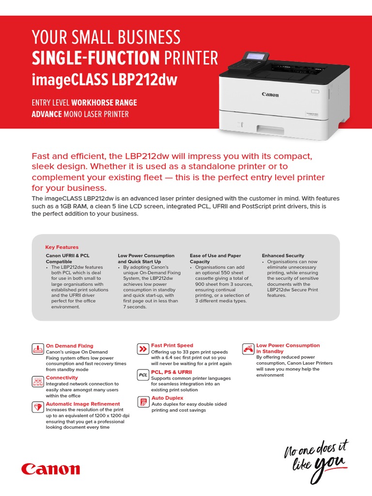 Canon ImageCLASS LBP212dw Brochure Printer Microsoft