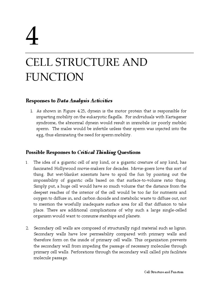 Cell Structure and Function | PDF