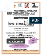 14 KCM International Fide Rated CHESS TOURNAMENT (Below 1600)