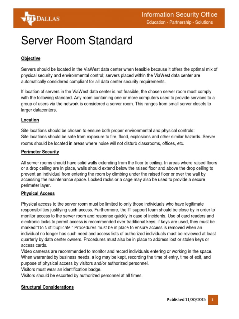 Server Room Standard PDF | PDF | Data Center | Air Conditioning