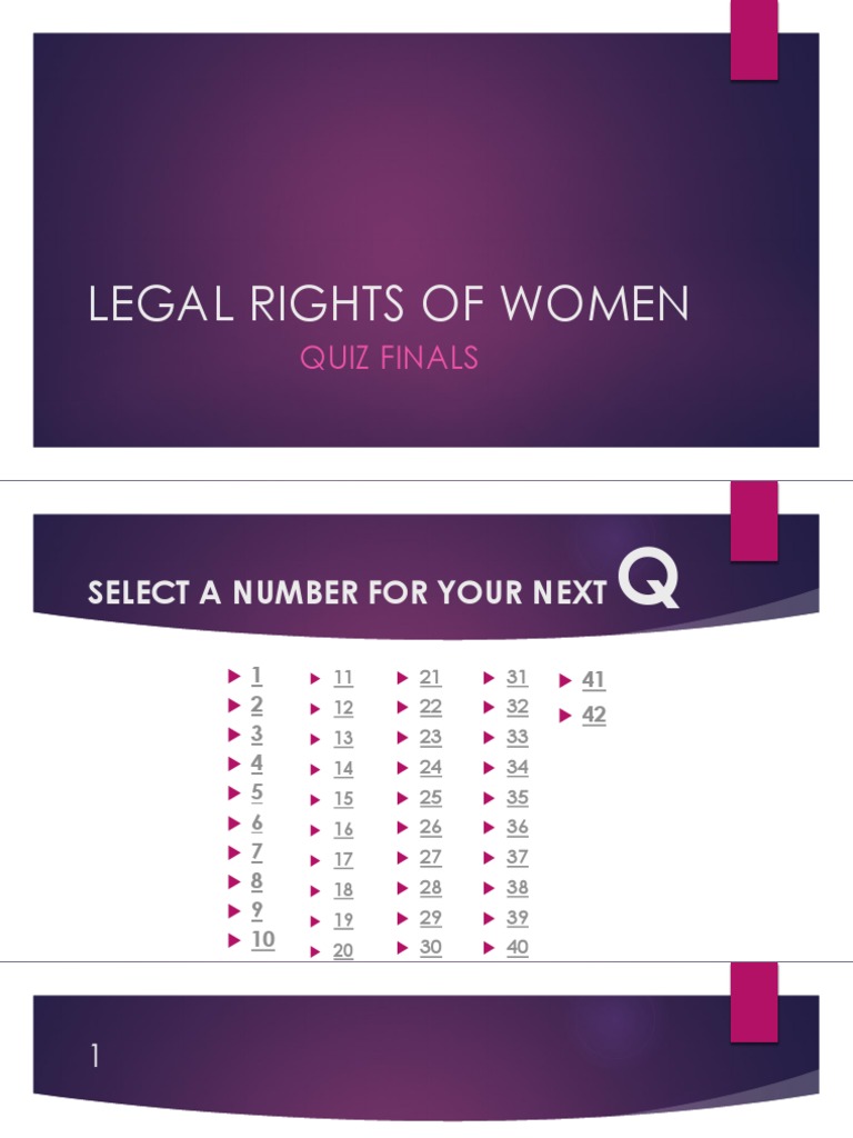 Women's Legal Rights Quiz | PDF | Constitution | Public Law