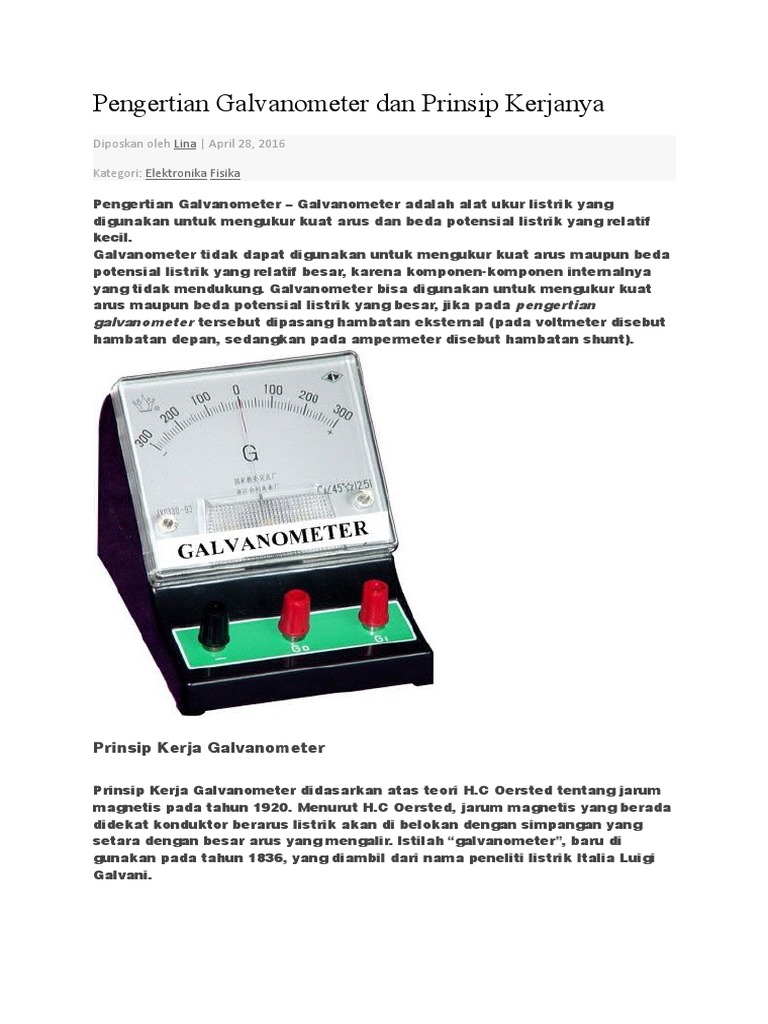 Pengertian dan Prinsip Kerja Galvanometer PDF