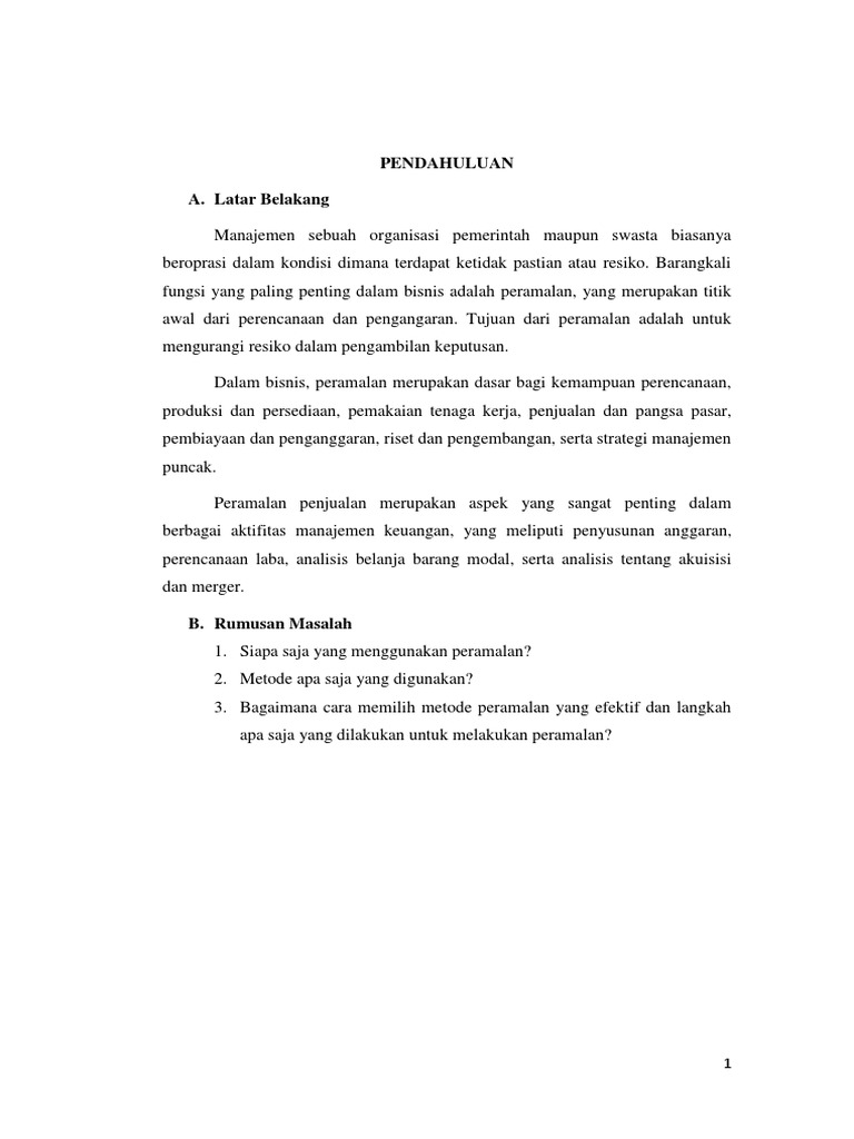 Metode Peramalan Penyusunan Anggaran