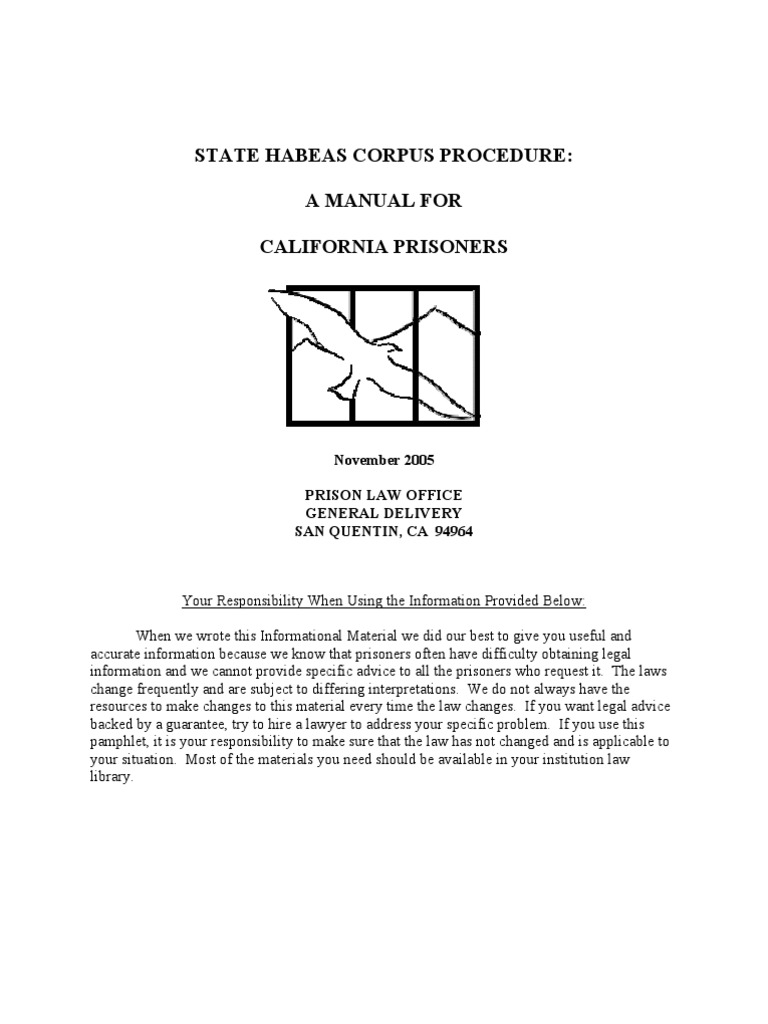 California Habeas Prison Law Office PDF Habeas Corpus Supreme
