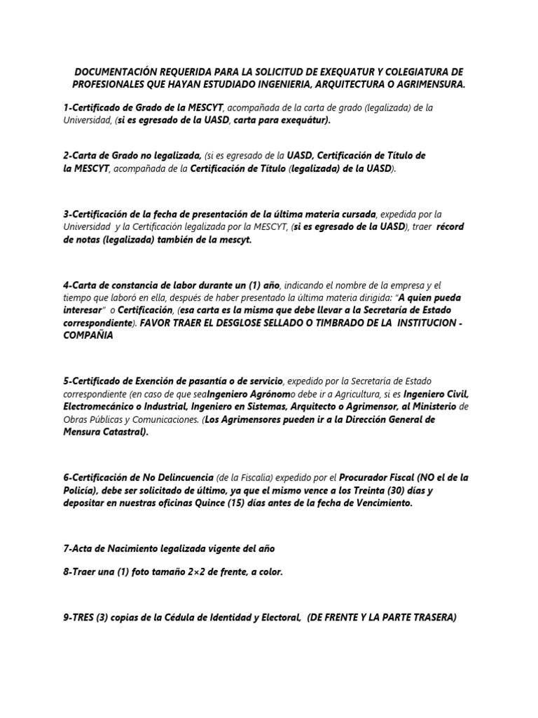 Documentación para Exequátur CODIA | PDF