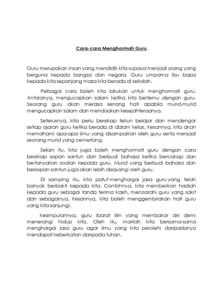 Cara Cara Menghormati Guru Pdf