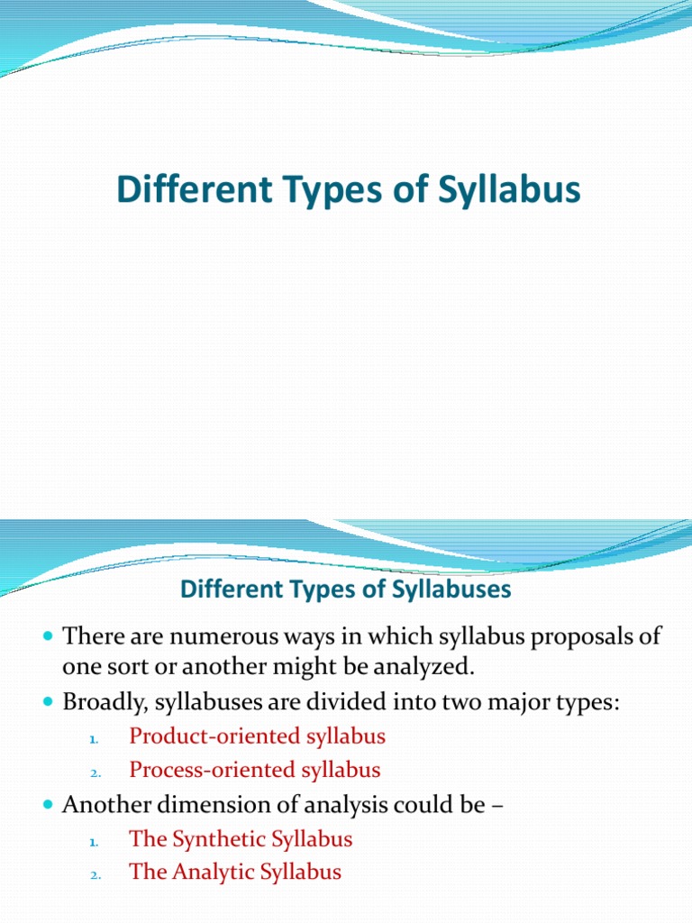 Different Types of Syllabus. 02 PDF Language Acquisition Learning