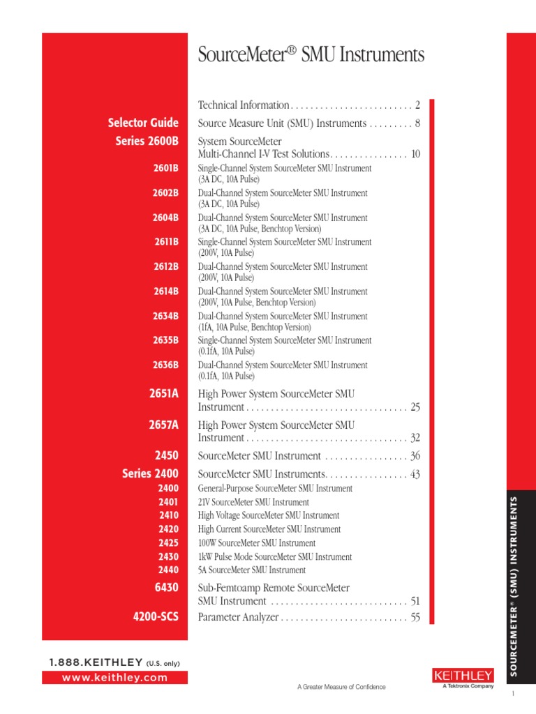 Sourcemeter Smu Instruments: Selector Guide Series 2600B | PDF | Power ...