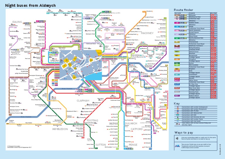 Tfl Bus Route Map Tfl Night Bus Spider Map For Aldwych | Pdf | Bus Transport | London