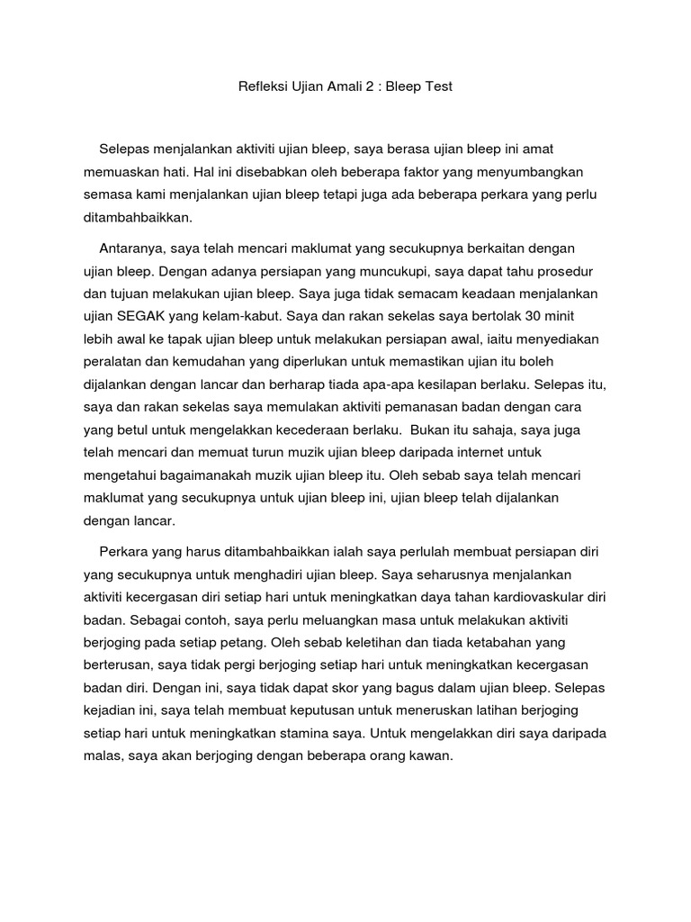Ujian Amali 2 Bleep Test Pdf