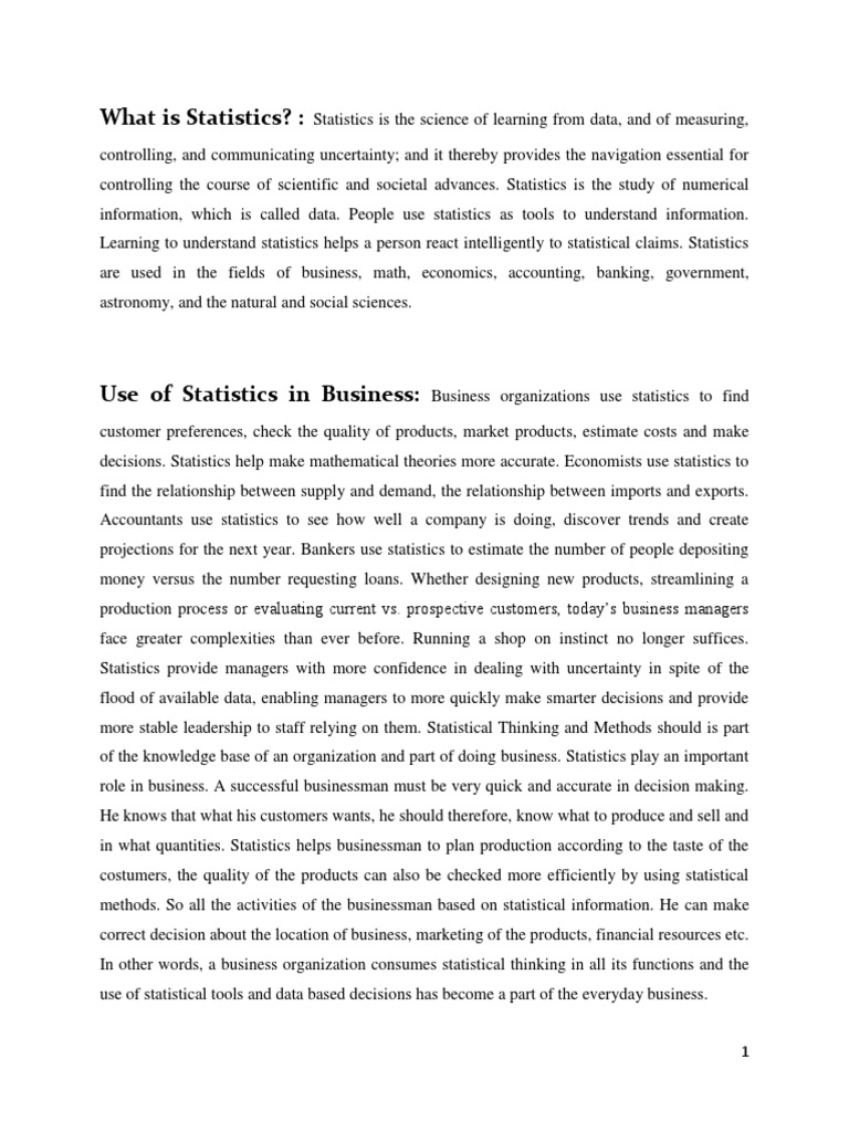 Importance of Statistics in Business | PDF | Statistics | Business