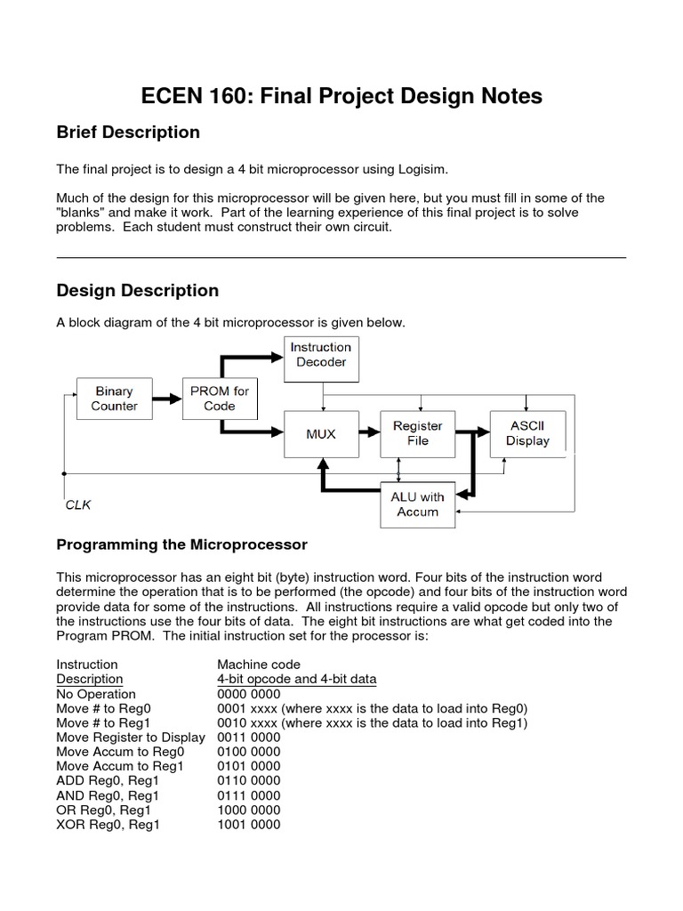 Logisim 4-Bit Microprocessor Design | PDF | Central Processing Unit ...