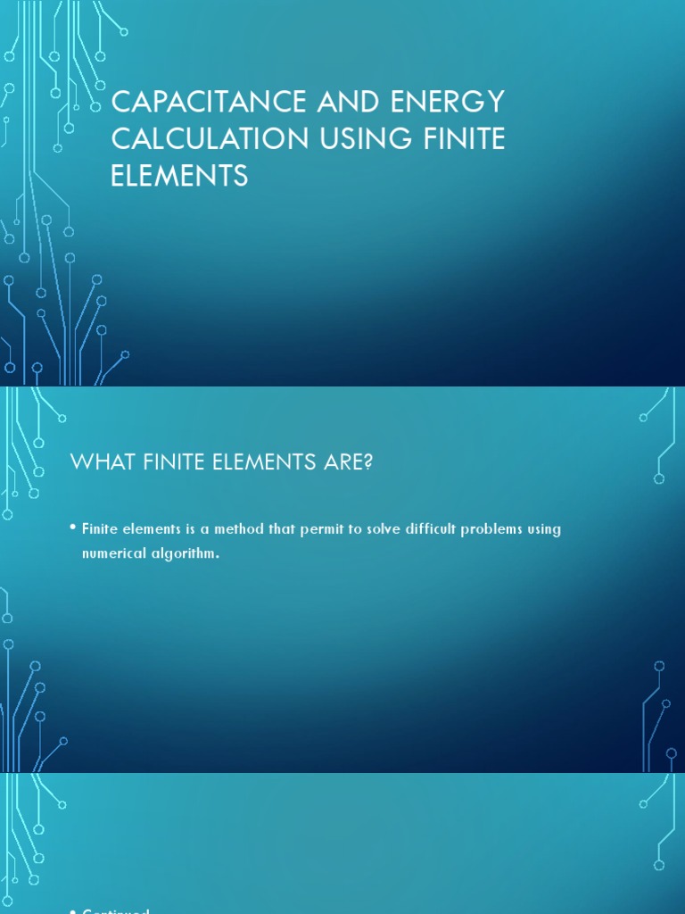 Capacitance and Energy Calculation Using Finite Elements | PDF