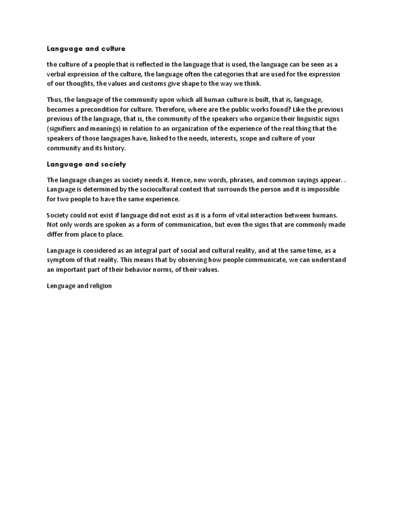 Language's Role in Culture and Society | PDF