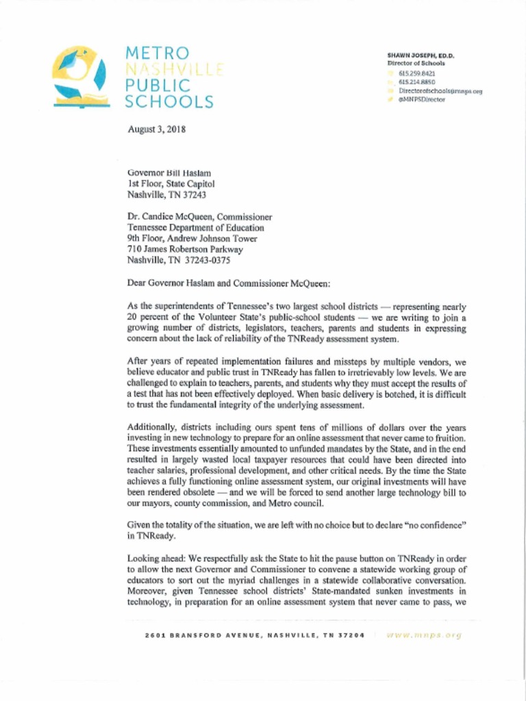 TNReady Letter | PDF