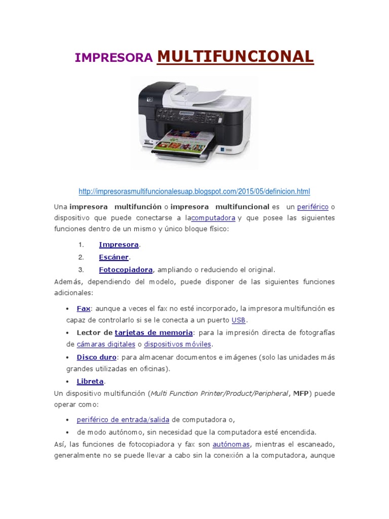 IMPRESORA Multifuncional | PDF | Impresora (Computación) | Tecnología ...