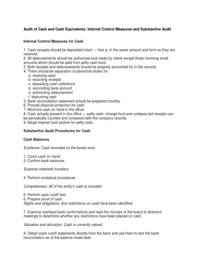 Audit of Cash and Cash Equivalents | PDF | Debits And Credits | Receipt