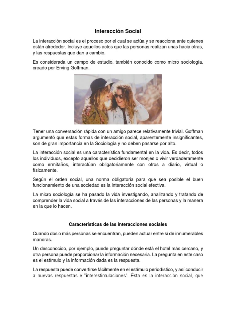 Características de la Interacción Social | PDF | Sociología | Sociedad