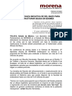 MORENA rechaza iniciativa de Del Mazo para reestructurar deuda en Edomex