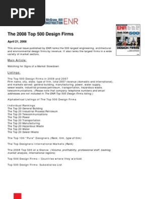 Enr 08 The Top 500 Design Firms Recession Building Information Modeling
