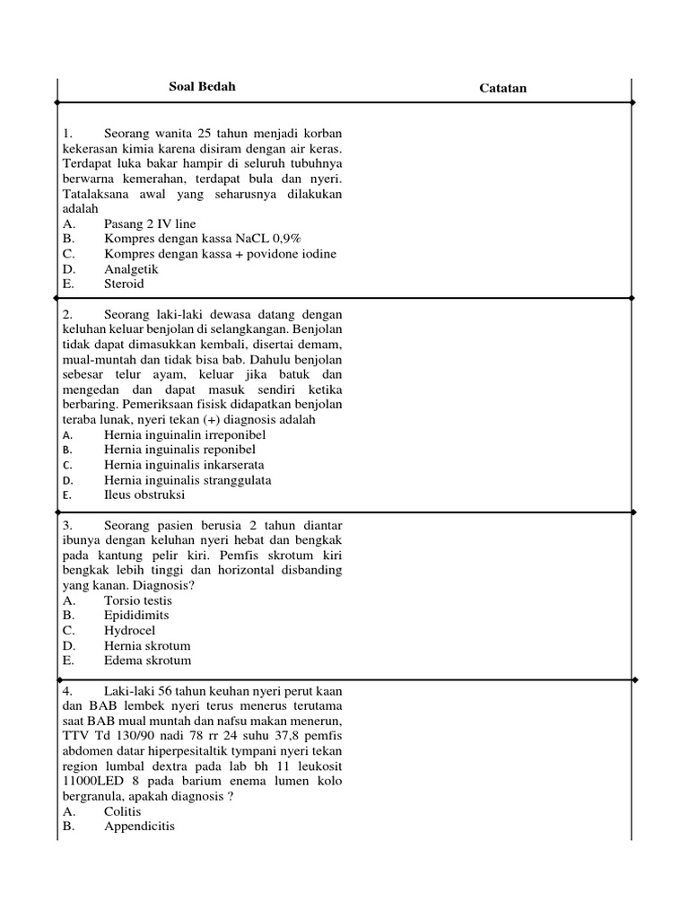Soal Soal Materi Apendisitis