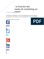 Cuál Es La Función Del Departamento de Marketing en Una Empresa