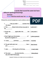 Select The Homophones For Each Sentence PDF