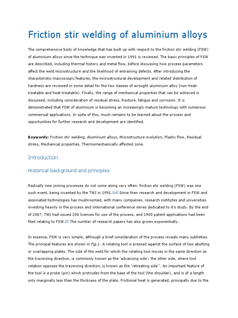 Friction Stir Welding of Aluminium Alloys | PDF | Heat Treating | Welding