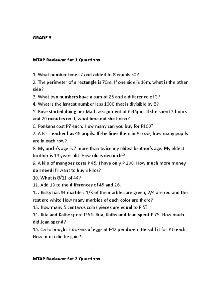Grade 3 Math Contest Questions | PDF | Area | Fraction (Mathematics)