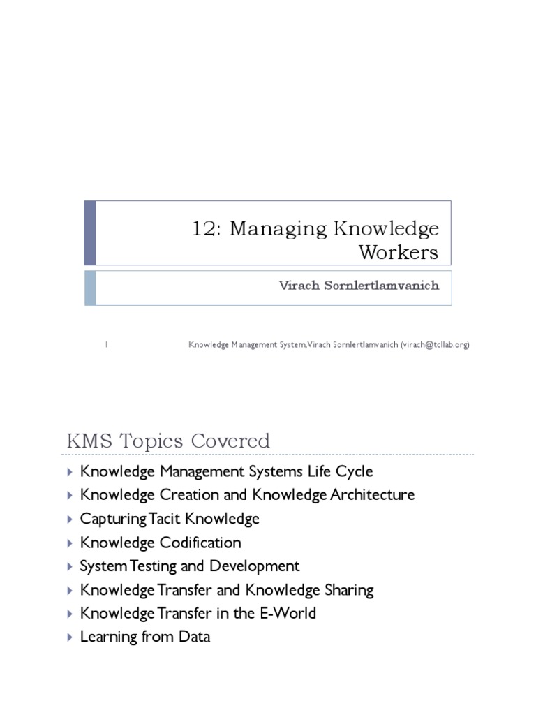 Managing Knowledge Workers Effectively | PDF | Knowledge Management ...