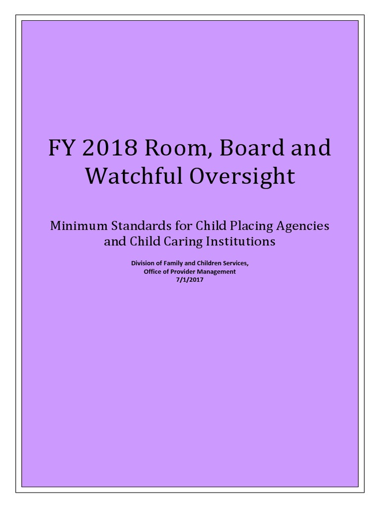 FY18 RBWO Minimum Standards | PDF | Foster Care | Corporal Punishment In  The Home