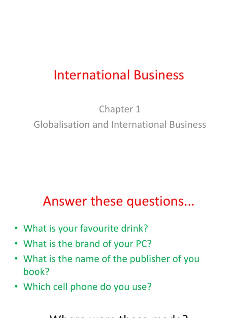 Globalization and International Business Overview | PDF | International ...