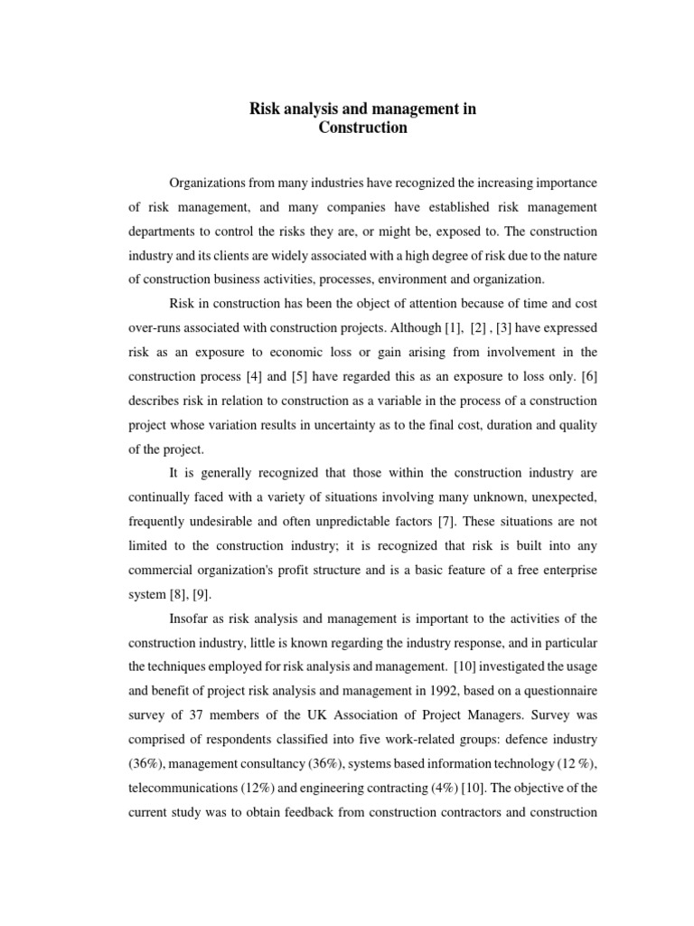 Construction Risk Analysis and Management | PDF | Risk | Risk Management