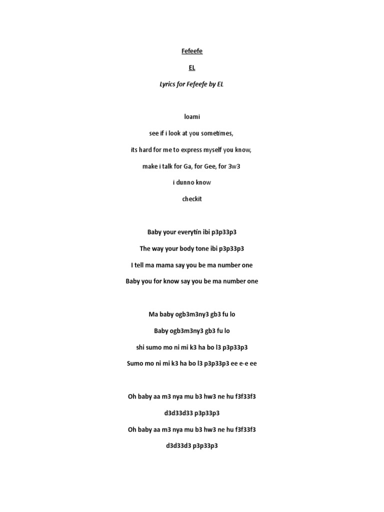 Fefeefe Lyrics by EL | PDF