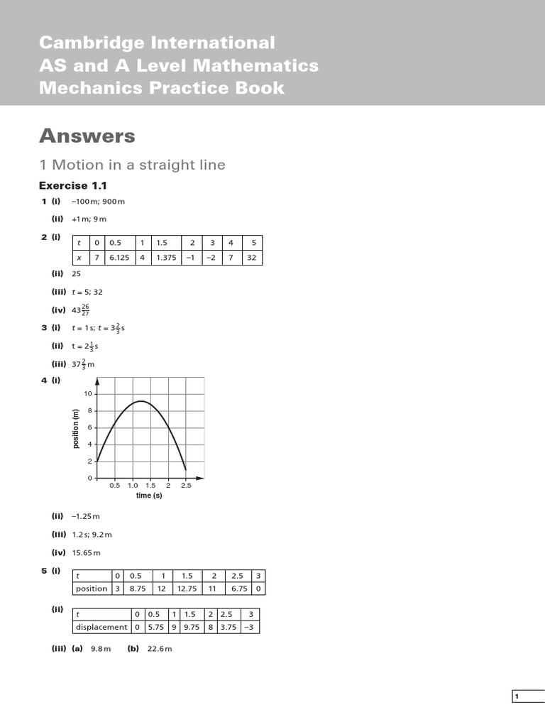 Answers: Cambridge International AS and A Level Mathematics Mechanics ...