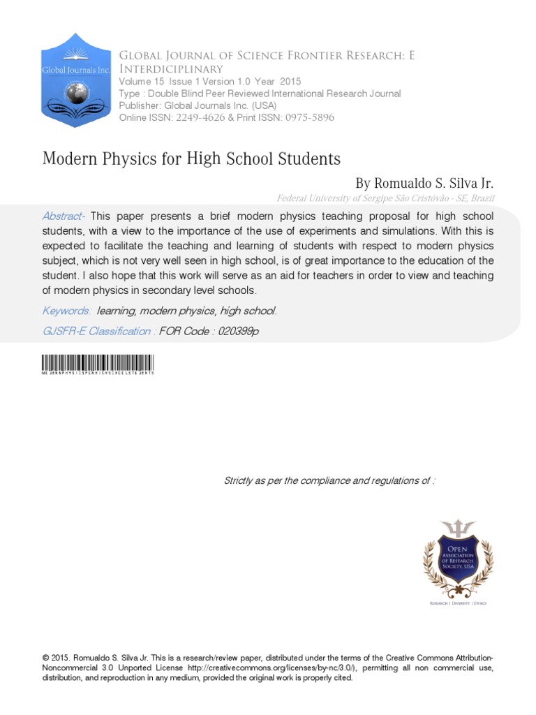 Modern Physics For High School | PDF | Physics | Teachers