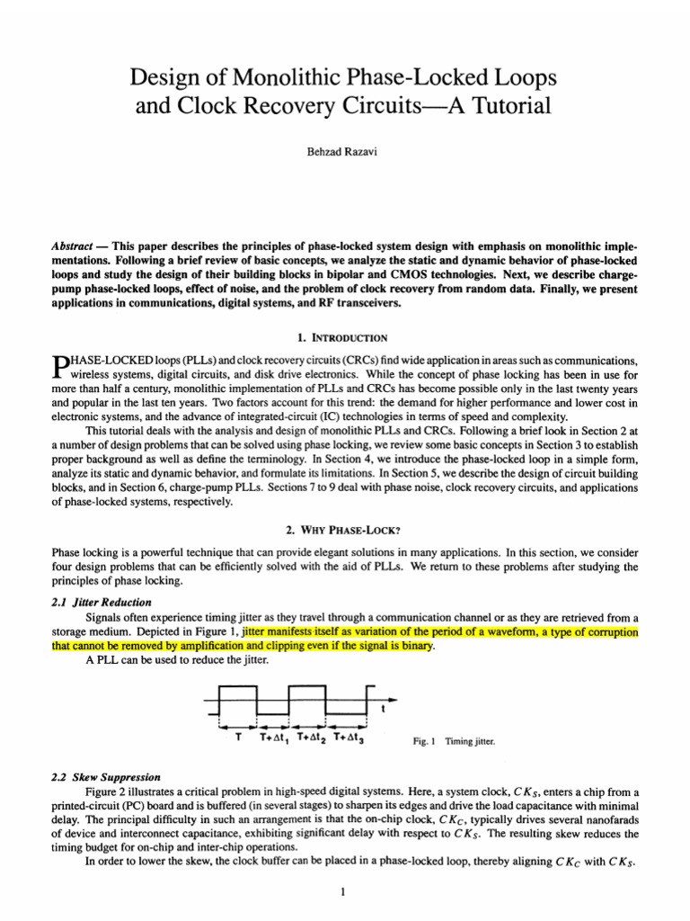 Razavi Monolithic PhaseLocked Loops and Clock Recovery Circuits PDF