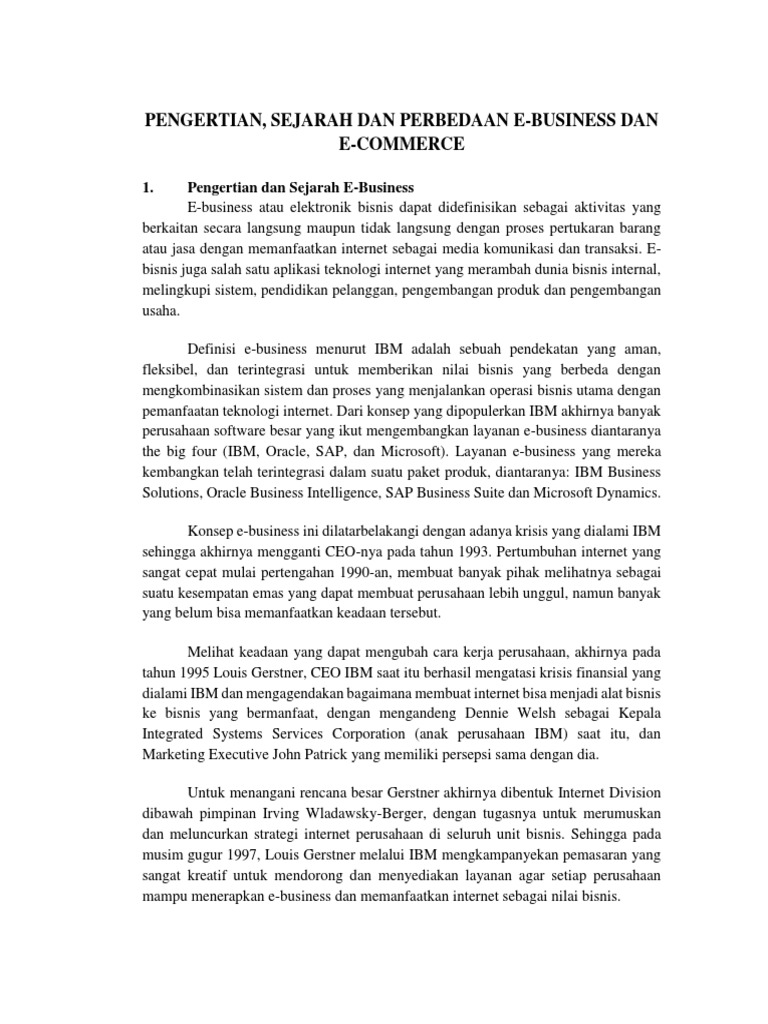 Sejarah E Bisnis Dan E Commerce