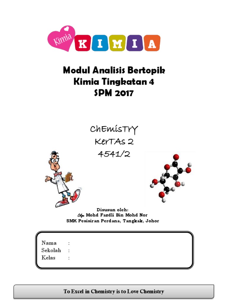 Modul Analisis Bertopik Kimia Tingkatan 4 Spm 2017 Chemistry Kertas 2