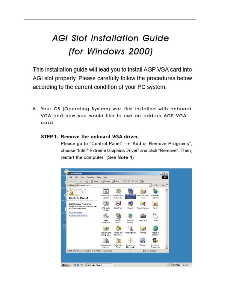 AGI Slot Installation Guide (For Windows 2000) | PDF | Operating System ...