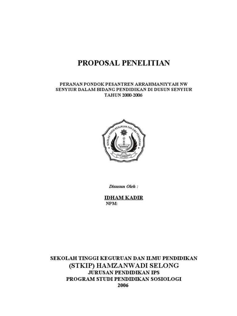 Skripsi Sosiologi Proposal Penelitian