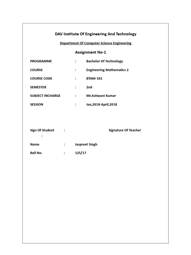 Engineering Math 2 Assignment | PDF