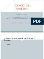 Exercícios de fonética sobre letras e fonemas